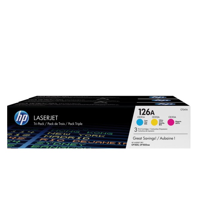 Касета за HP COLOR LASER JET CP1025/1025NW Print Cartridge 126A - TRIPLE PACK - C/M/Y - CE311/312/313 - P№ CF341AM - заб.: 3x1000k