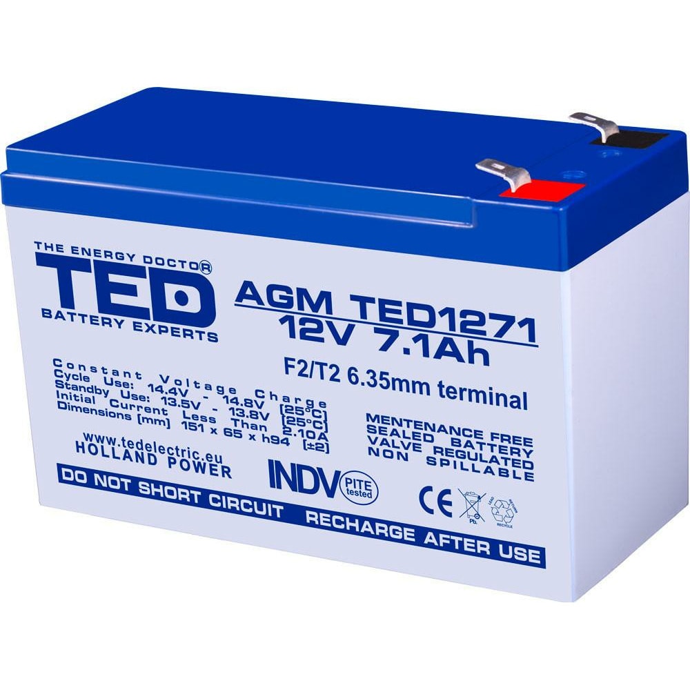 Акумулаторна батерия Ted Electric TED-12V-7AH-AGM (TED1271)