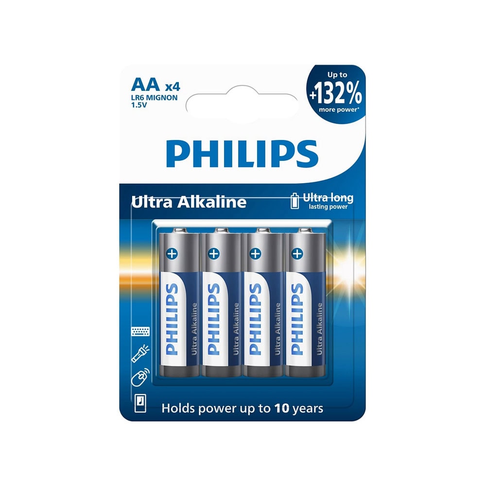 Батерии алкални Philips Ultra AA LR6E4B