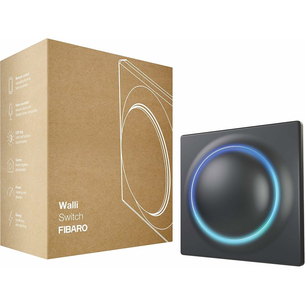 Смарт превключвател Fibaro Walli Switch Anthracite (FGWDSEU-221-8 BLACK)