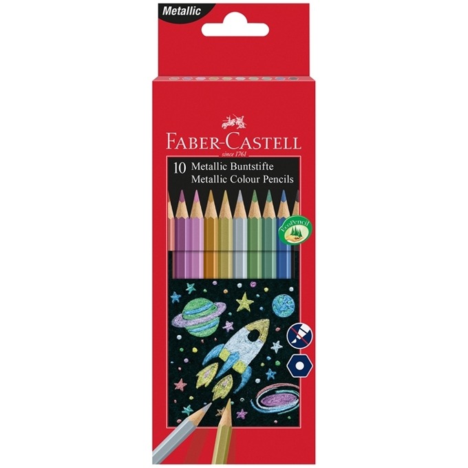 Цветни моливи Faber-Castell 10 металикови цвята
