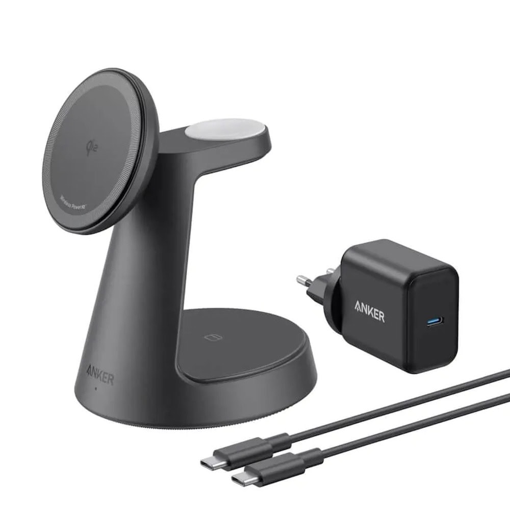 Безжично зарядно Anker MagGo 3-in-1 MagSafe Qi2